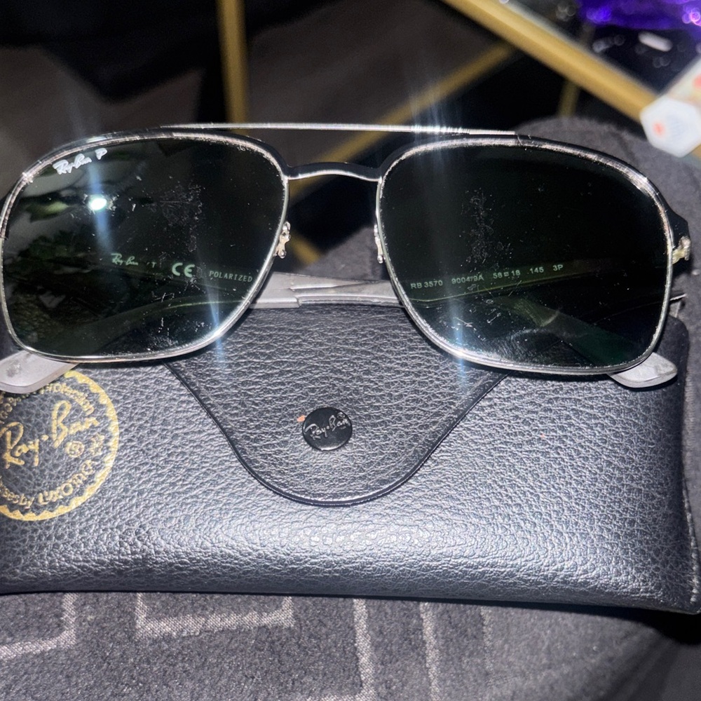Ray-Ban Silver Frame Sunglasses with Black Lenses